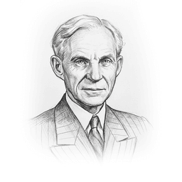 Pencil sketch headshot of Henry Ford