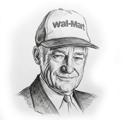 Pencil sketch headshot of Sam Walton