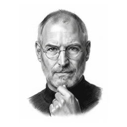 Pencil sketch headshot of Steve Jobs
