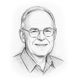 Pencil sketch headshot of Gordon Moore