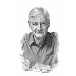Pencil sketch headshot of James Dyson