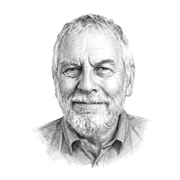 Pencil sketch headshot of Nolan Bushnell