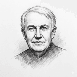 Pencil sketch headshot of Thomas Edison