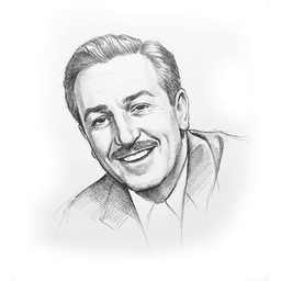 Pencil sketch headshot of Walt Disney